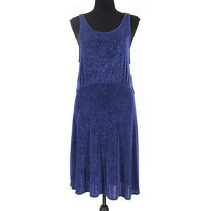 Free People Lady Jane Mini Dress A-line Slinky Navy Lace Keyhole Back Large NEW